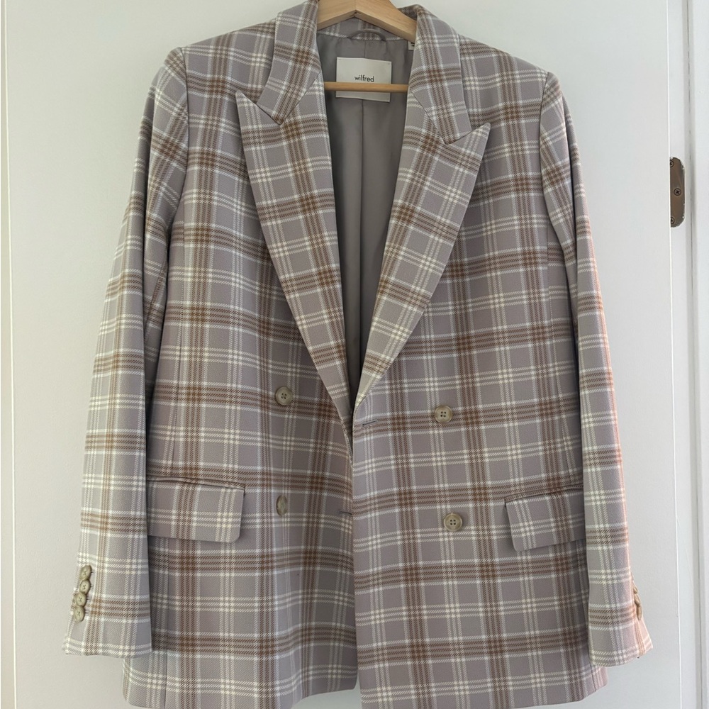 Wilfred Checkered Blazer in Brown and Cream
